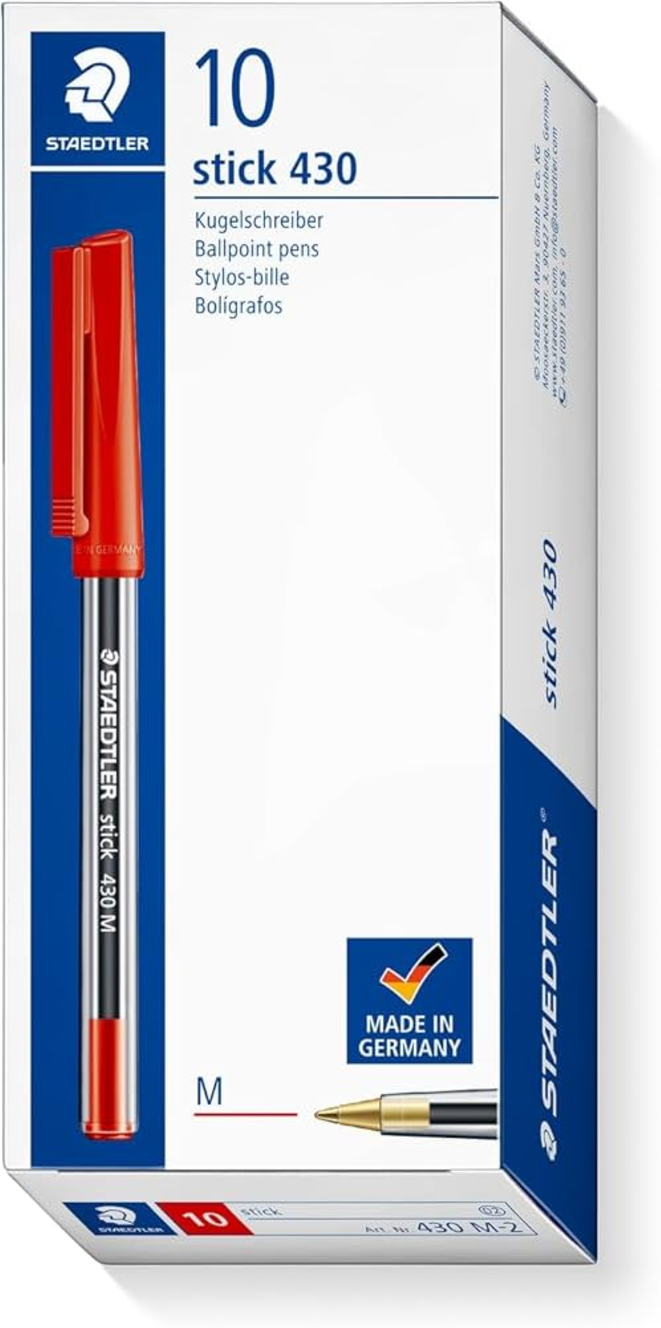 Staedtler Stick 430 Medium Bx=10pc Blue ST-430M-03S